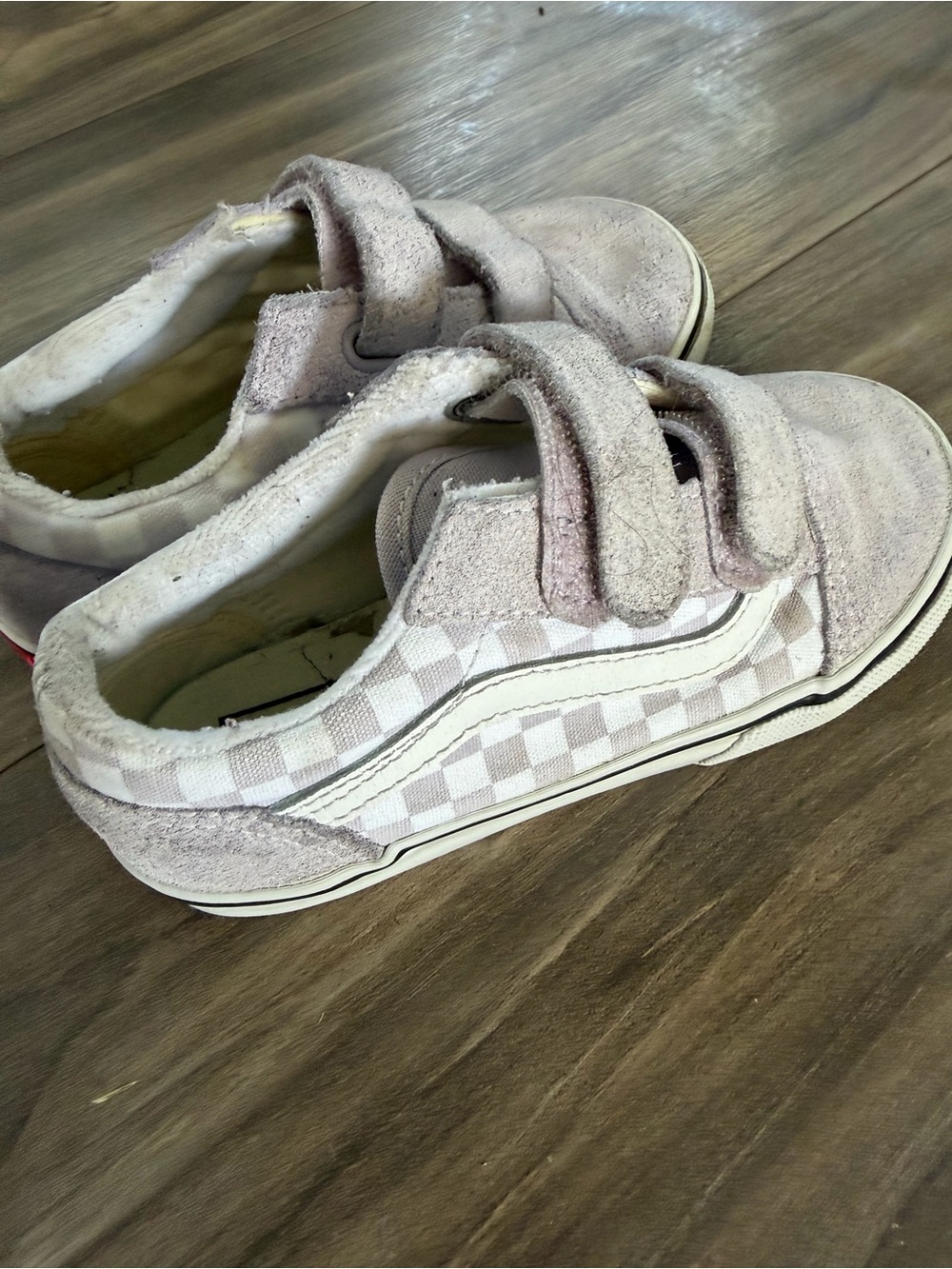 Vans Kids Checkered Velcro Suede Sneakers - Light Mauve